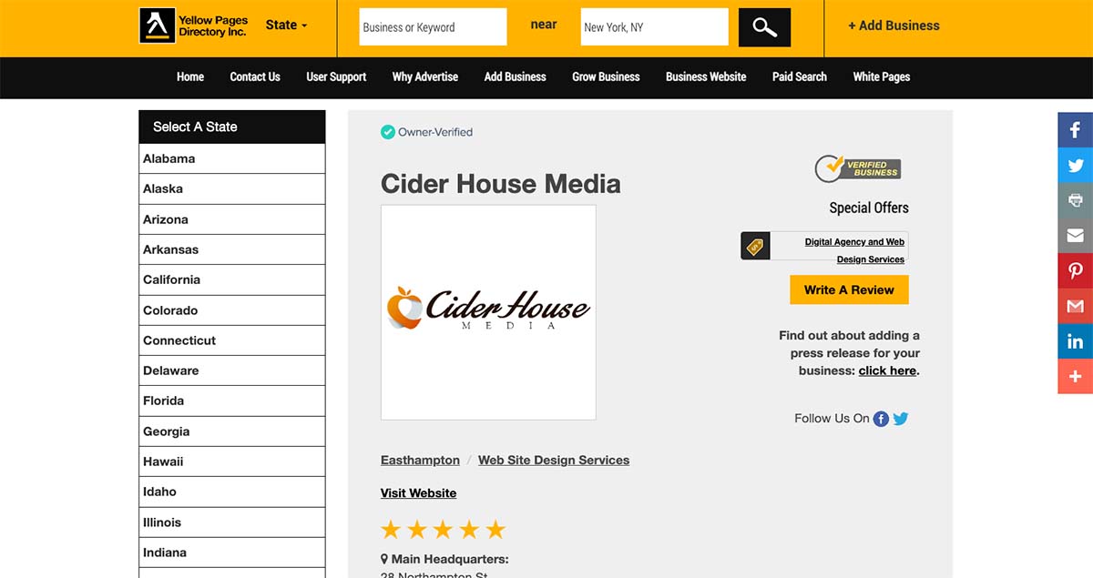 A Yellow Pages Business listing as an example of you you can improve your local SEO