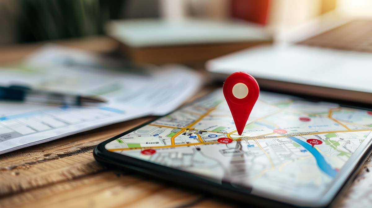 Digital map with a red location pin, representing 'What Are Local Citations.'