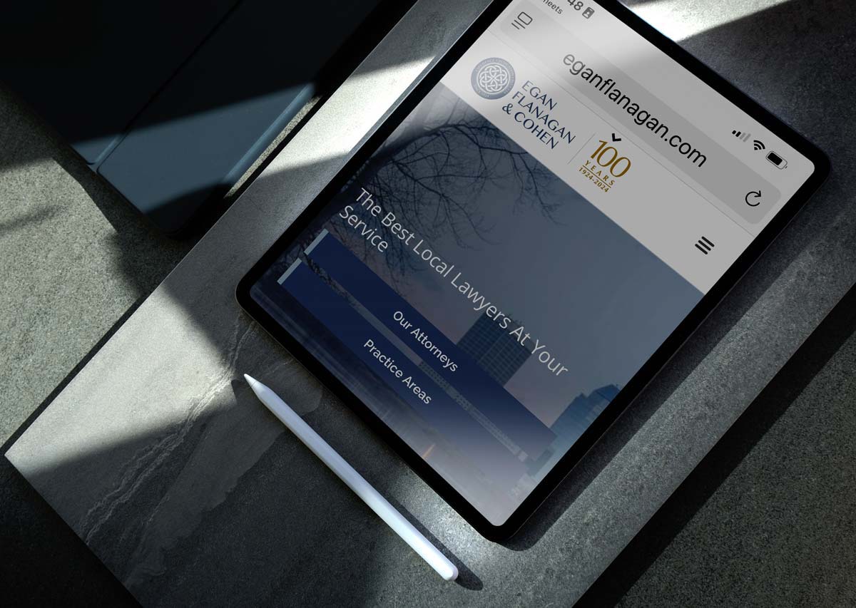 Springfield law firm website design on iPad, example of custom WordPress web design in Western Massachusetts