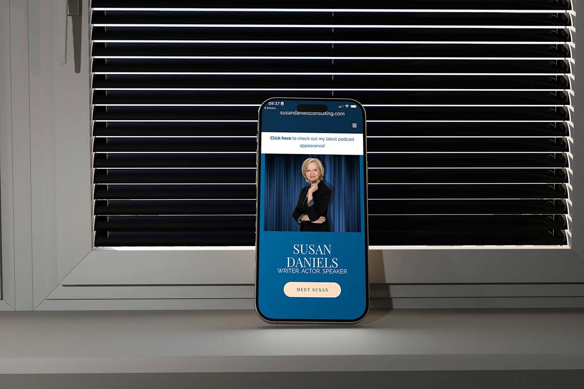 Public speaking coach website on iPhone, custom WordPress web design in Western Massachusetts for Amherst small business