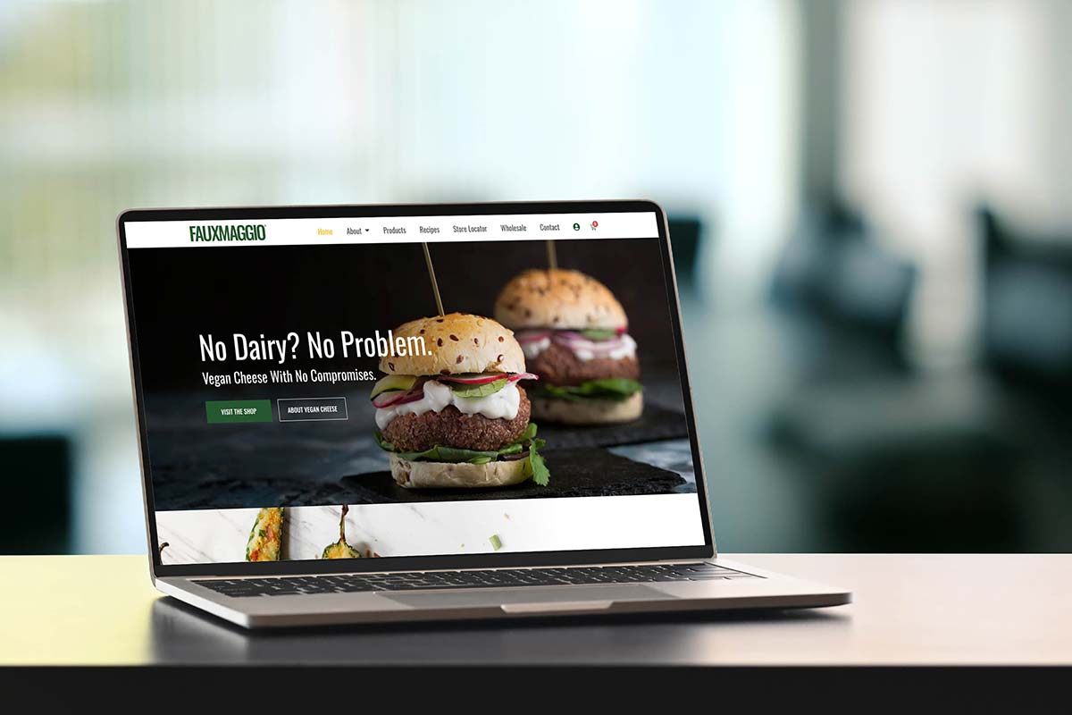 Food product manufacturing company website on MacBook Pro, WordPress web design in Western Massachusetts example