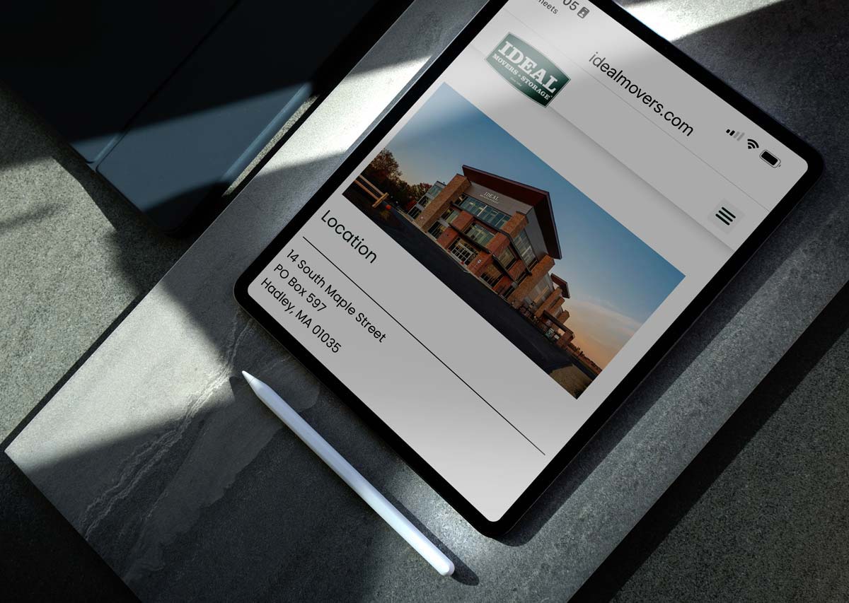 Local business website showing service location, Pioneer Valley WordPress site with clear address and local SEO signals