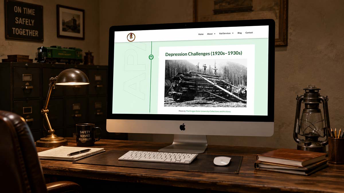 Desktop mockup of the new apache railway website
