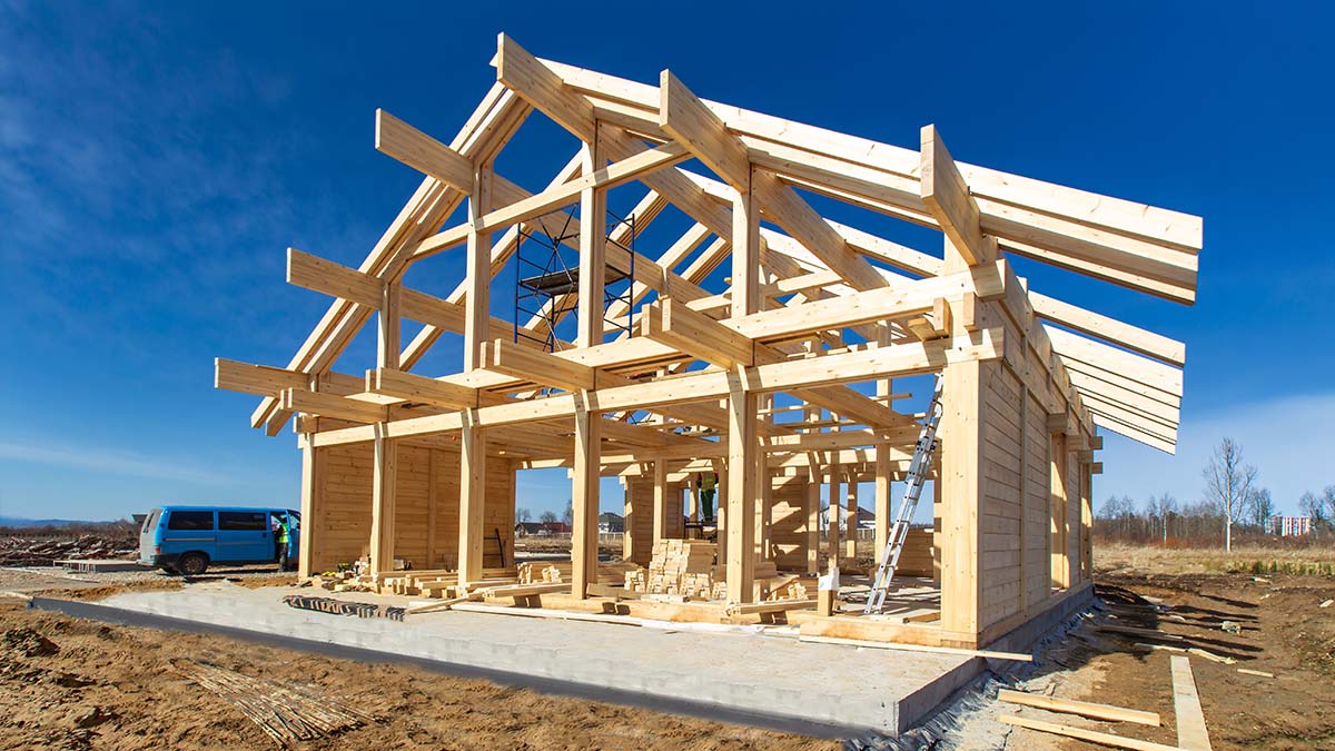 New home roof framing representing the foundation of long-term roofing marketing success